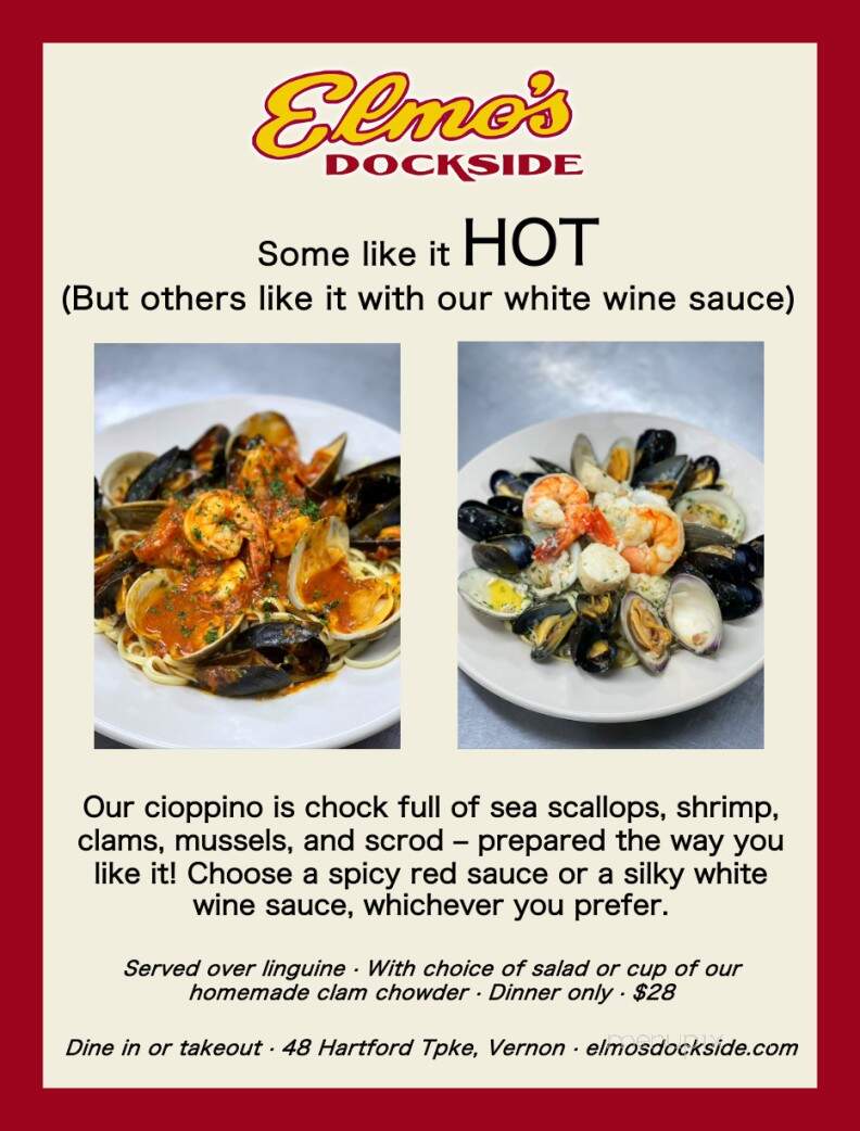 Elmo's Dockside - Vernon-Rockville, CT menu_pic