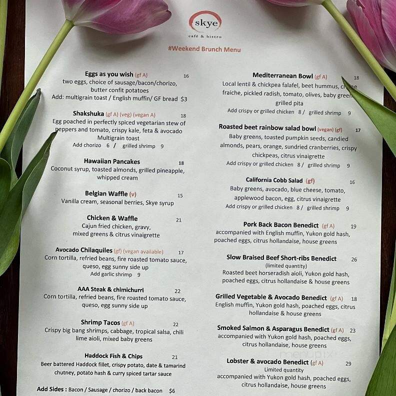 Skye Cafe & Bistro - Regina, SK menu_pic