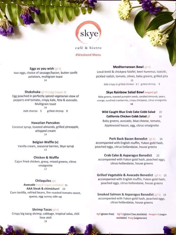 Skye Cafe & Bistro - Regina, SK menu_pic
