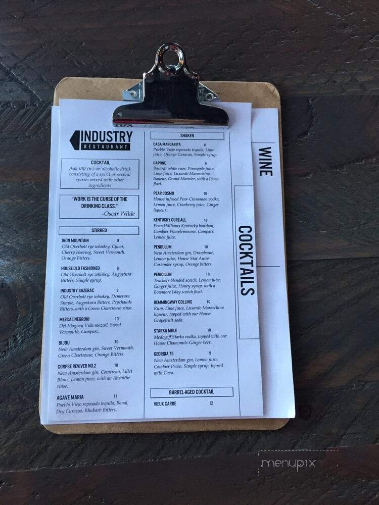 Industry Restaurant - Tualatin, OR menu_pic