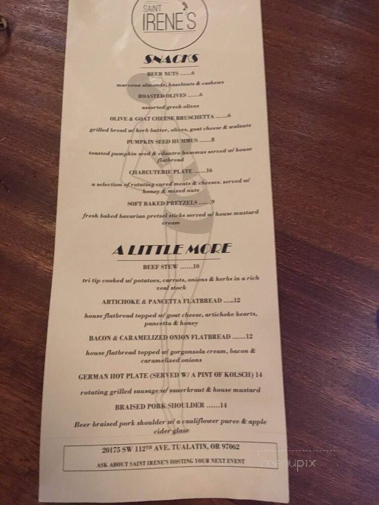 Industry Restaurant - Tualatin, OR menu_pic
