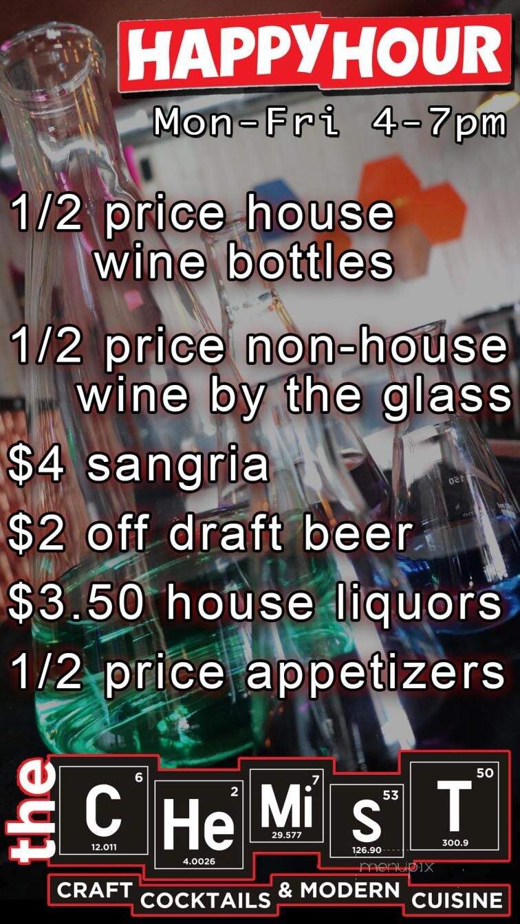 The Chemist Craft Cocktails and Modern Cuisine - Myrtle Beach, SC menu_pic