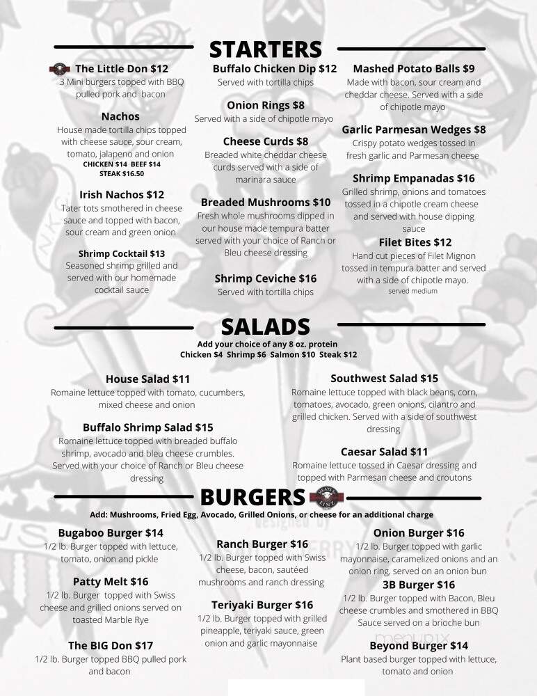Bugaboo's Bar and Grill - Cedar Lake, IN menu_pic