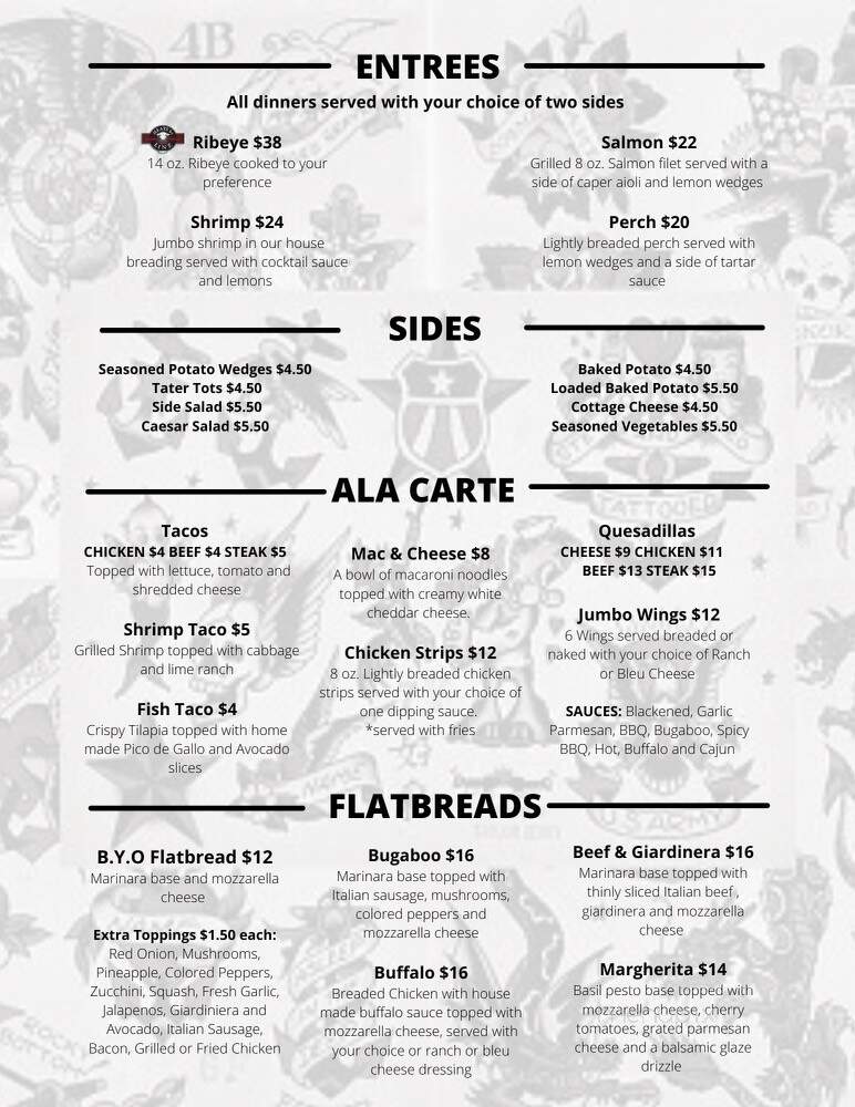 Bugaboo's Bar and Grill - Cedar Lake, IN menu_pic
