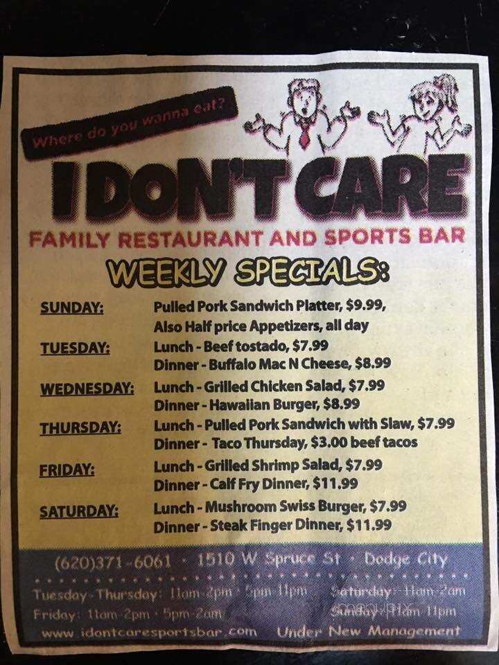 I Don't Care Family Restaurant - Dodge City, KS