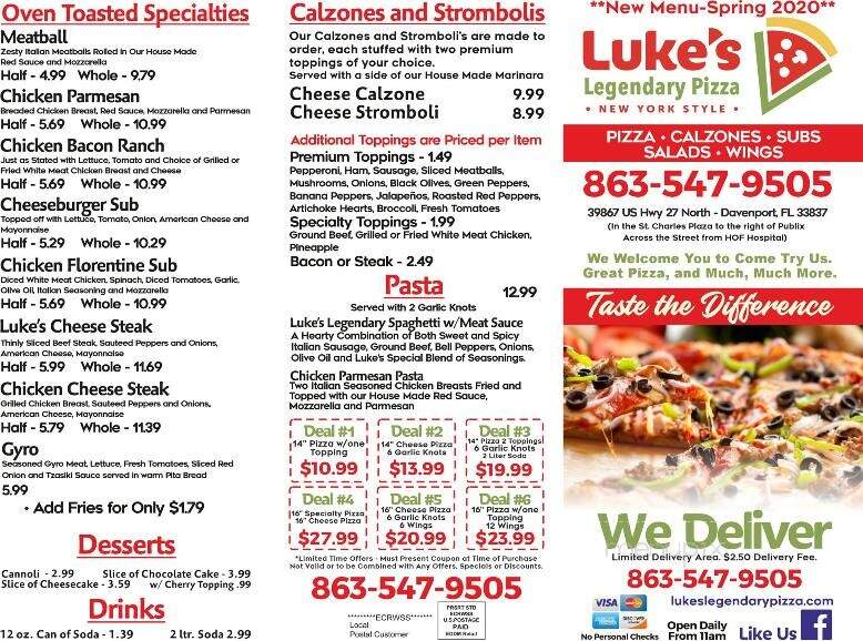 Luke's Legendary Pizza - Davenport, FL menu_pic