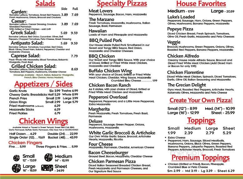 Luke's Legendary Pizza - Davenport, FL menu_pic