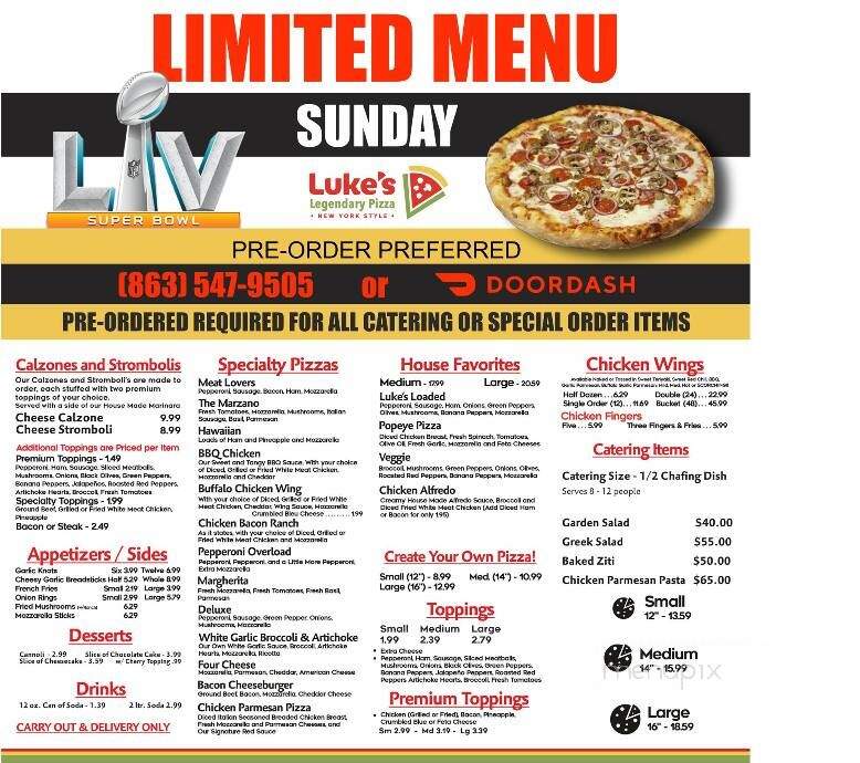 Luke's Legendary Pizza - Davenport, FL menu_pic