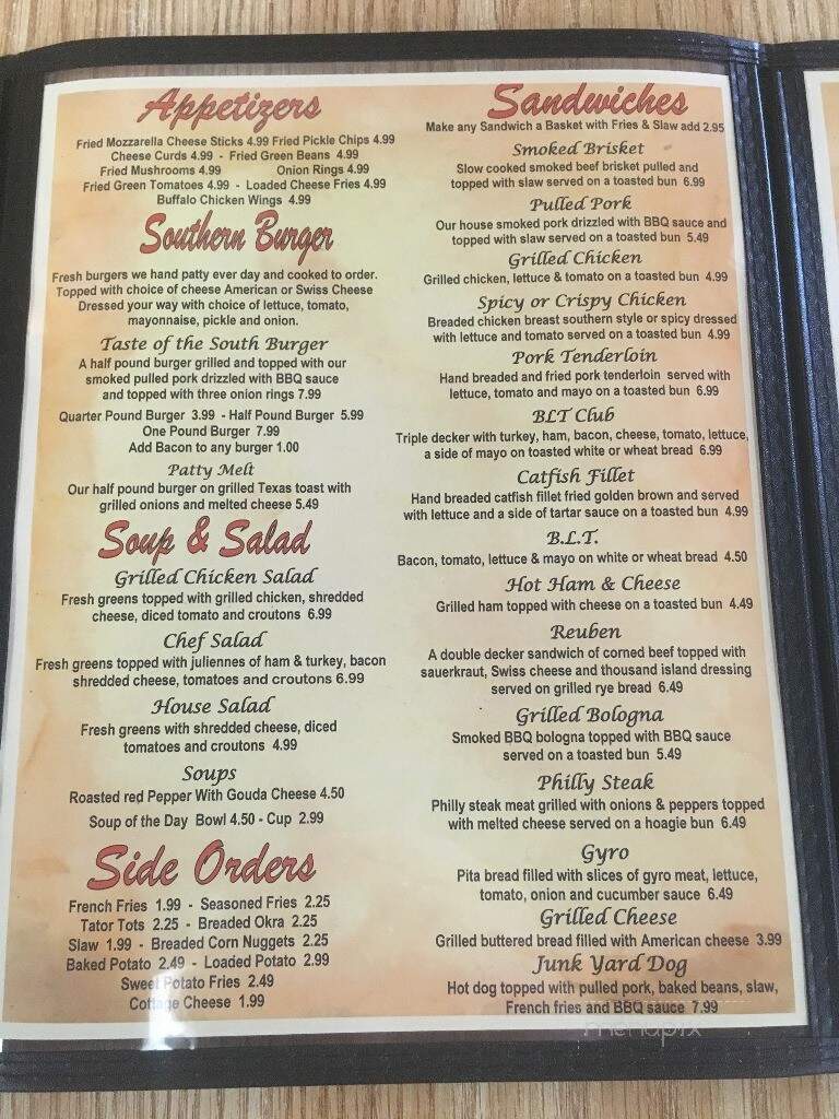 Taste of the South - Cadiz, KY menu_pic