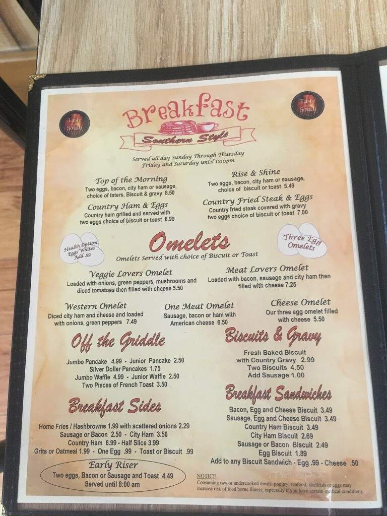 Taste of the South - Cadiz, KY menu_pic
