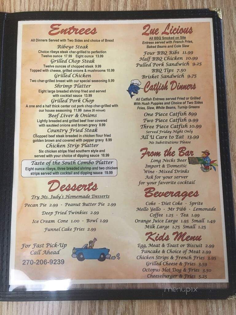 Taste of the South - Cadiz, KY menu_pic