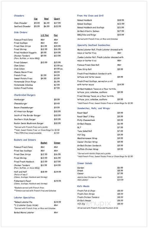 Brown's Clam Shanty - Wells, ME menu_pic