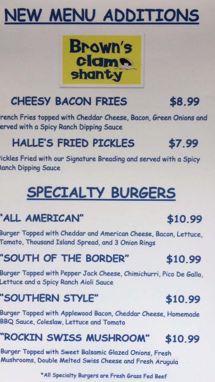 Brown's Clam Shanty - Wells, ME menu_pic