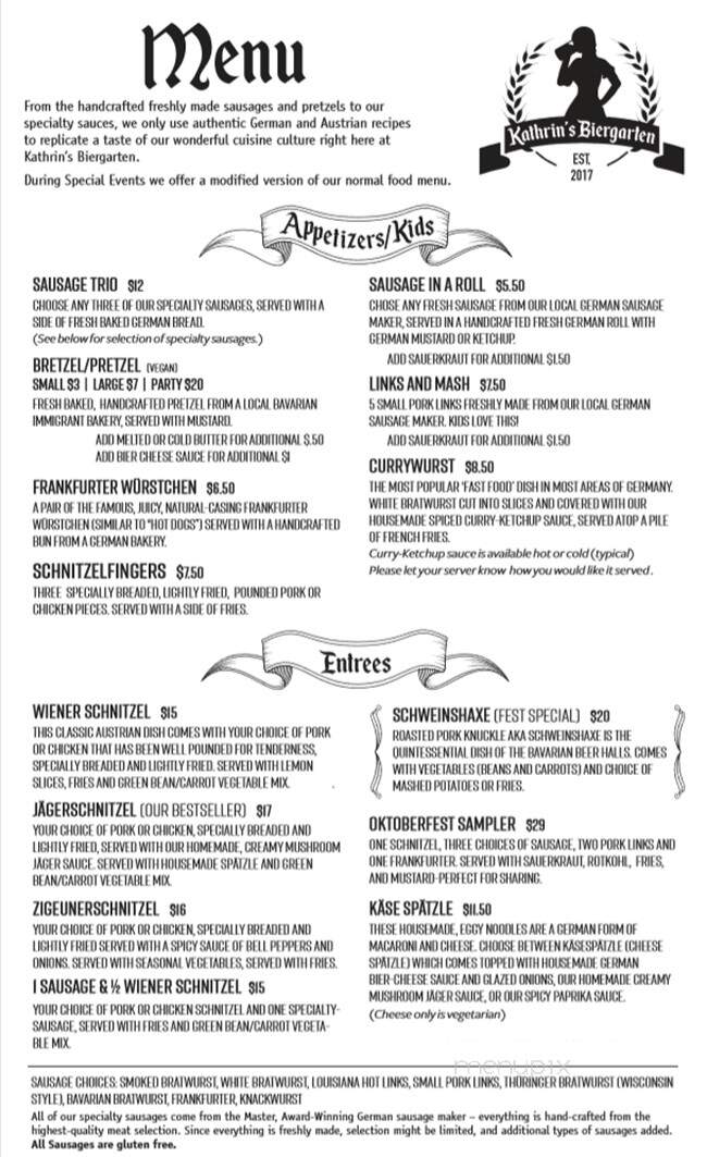 Kathrin's Biergarten - Rocklin, CA menu_pic