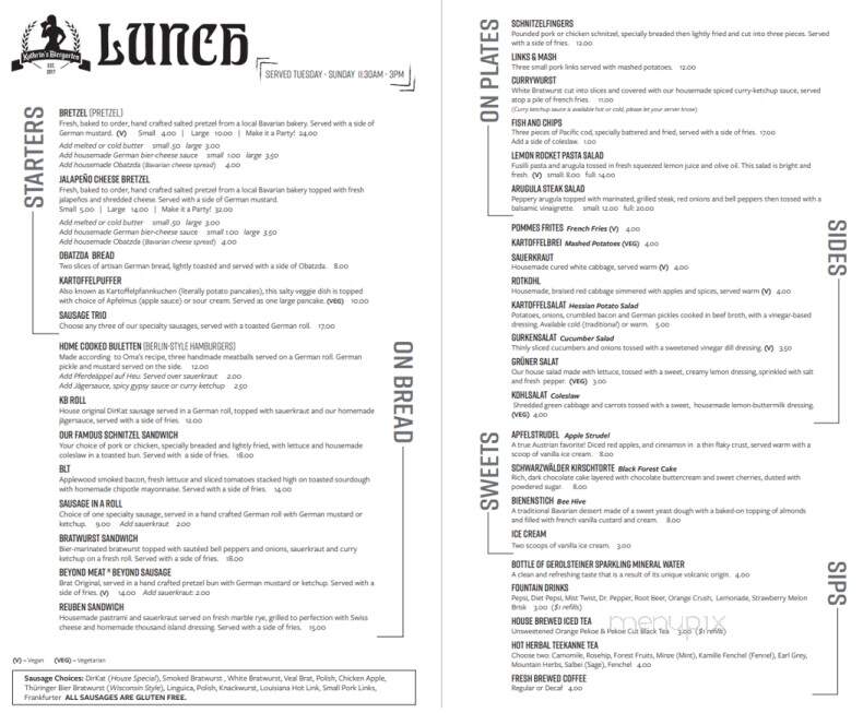 Kathrin's Biergarten - Rocklin, CA menu_pic