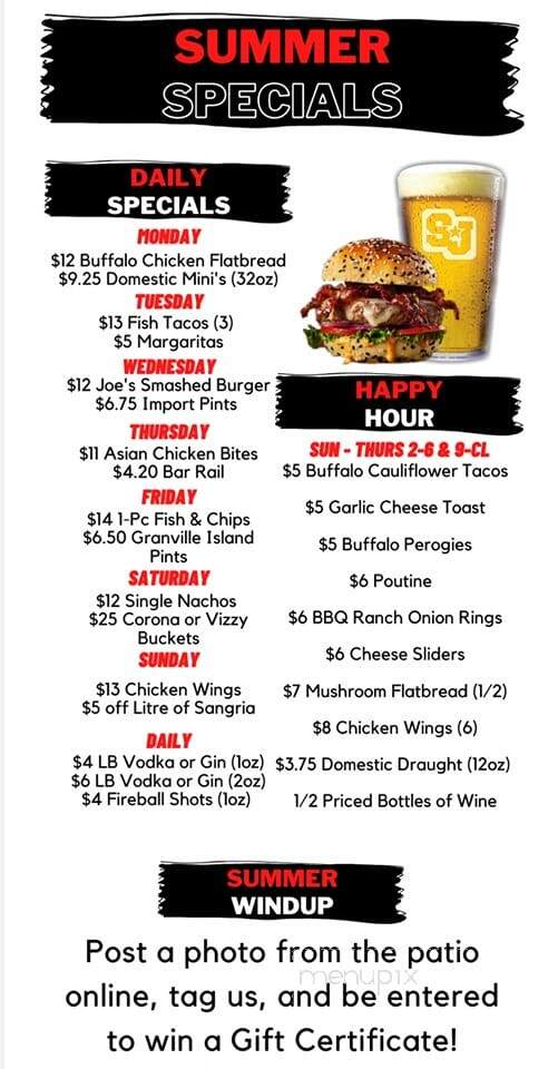 Shoeless Joe's Sports Grill - Saskatoon, SK menu_pic