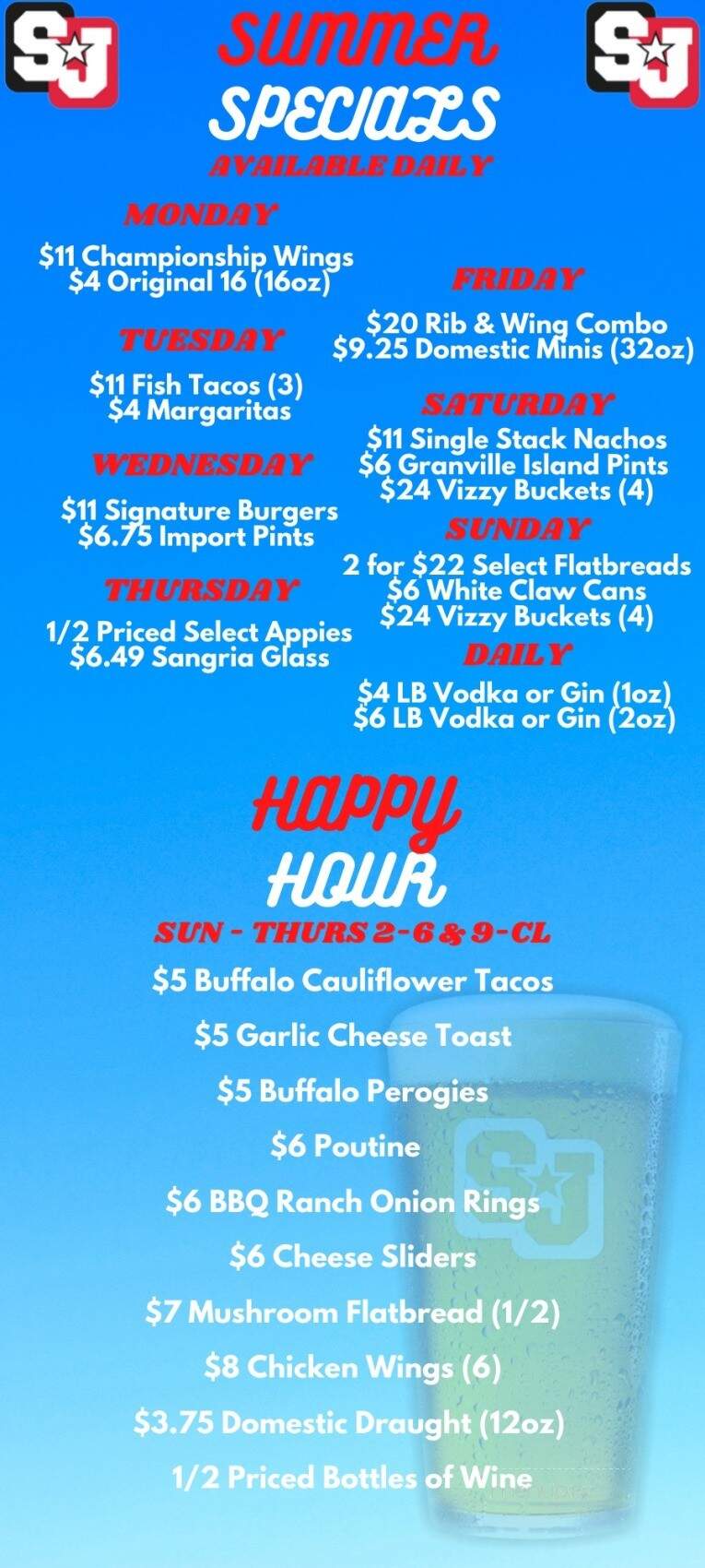 Shoeless Joe's Sports Grill - Saskatoon, SK menu_pic