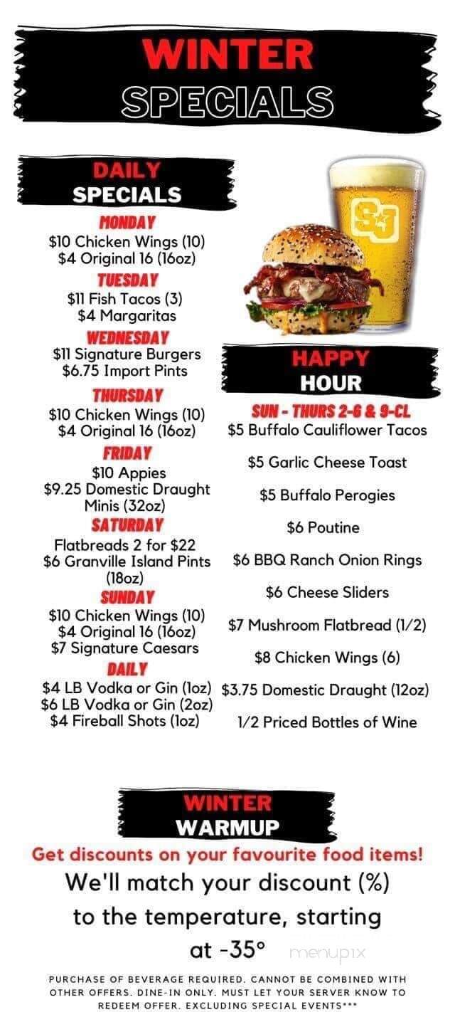 Shoeless Joe's Sports Grill - Saskatoon, SK menu_pic
