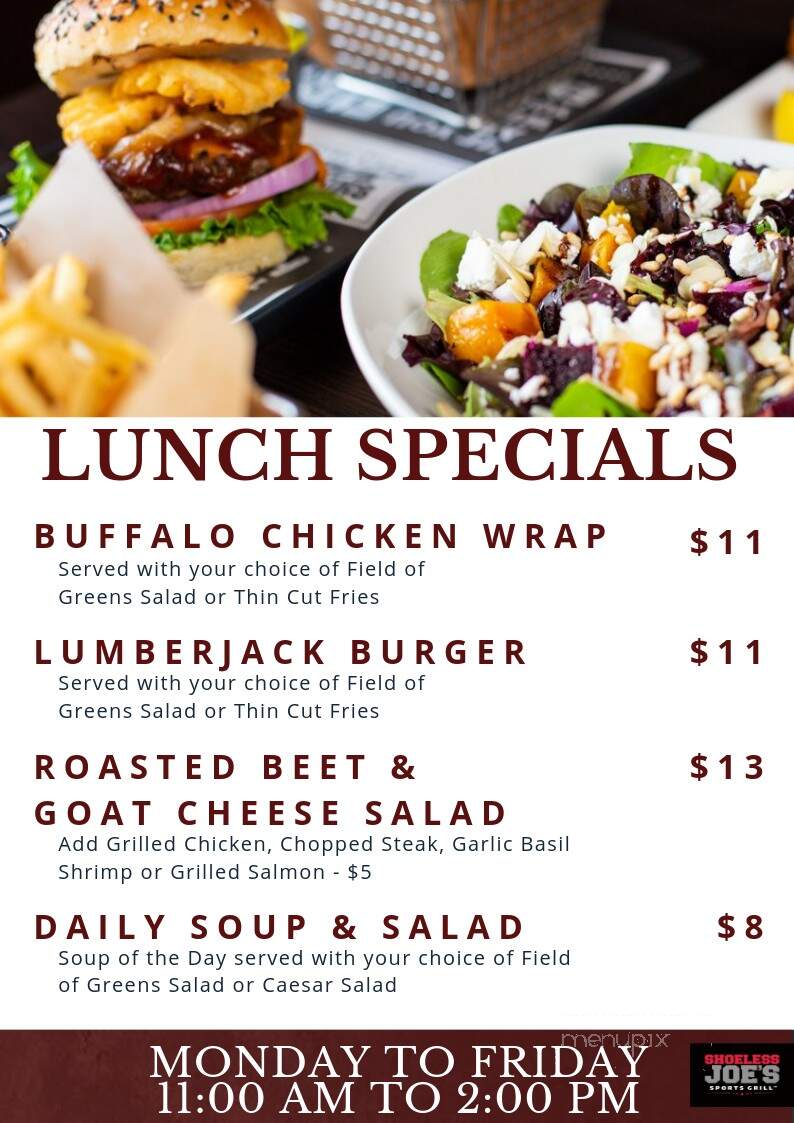 Shoeless Joe's Sports Grill - Saskatoon, SK menu_pic