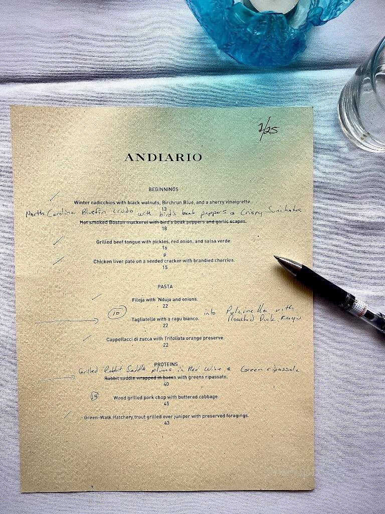 Restaurant Andiario - West Chester, PA menu_pic