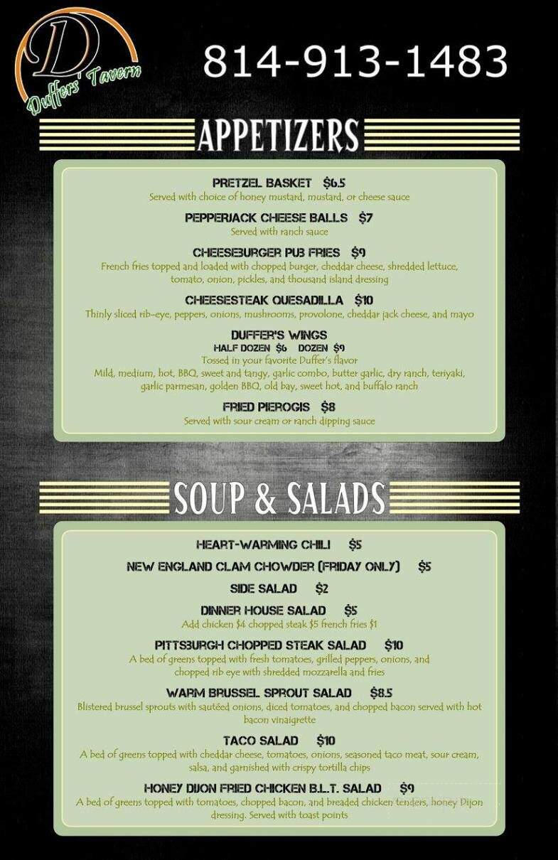Duffers Tavern - DuBois, PA menu_pic