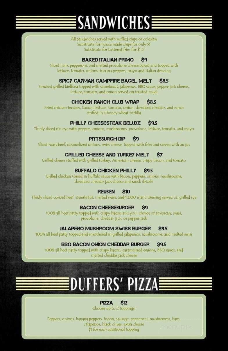 Duffers Tavern - DuBois, PA menu_pic