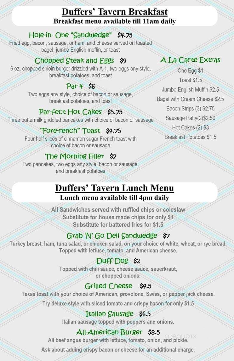 Duffers Tavern - DuBois, PA menu_pic