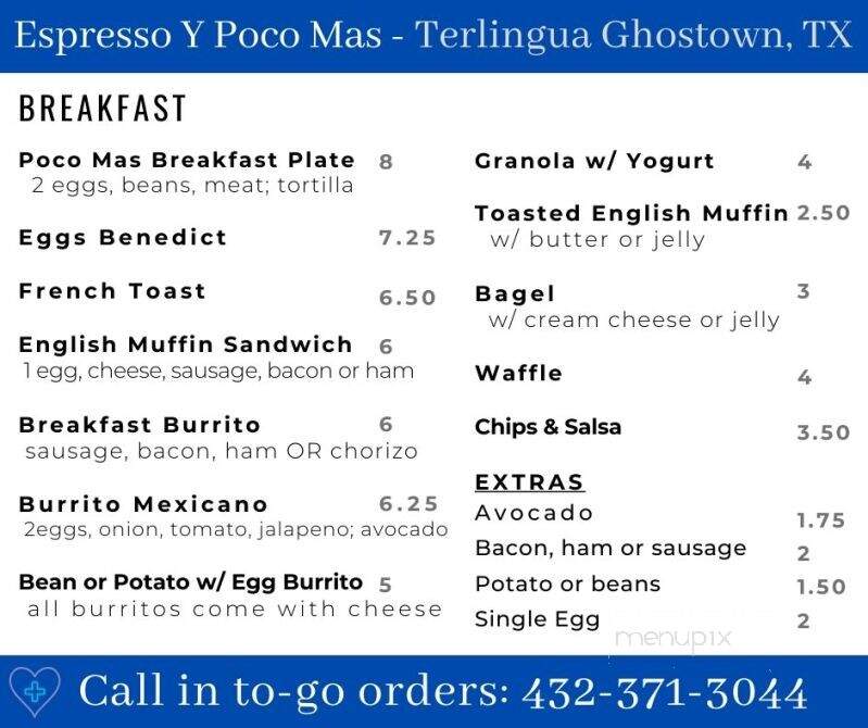 La Posada Milagro - Terlingua, TX menu_pic