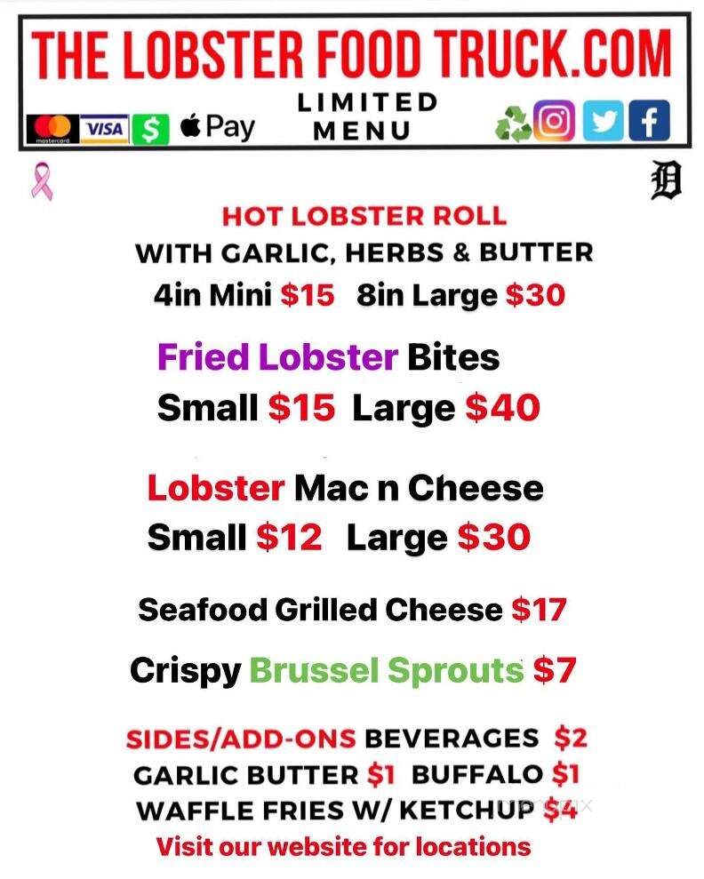 The Lobster Food Truck - Oak Park, MI menu_pic