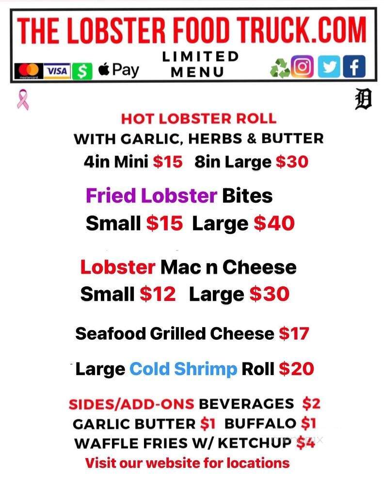 The Lobster Food Truck - Oak Park, MI menu_pic