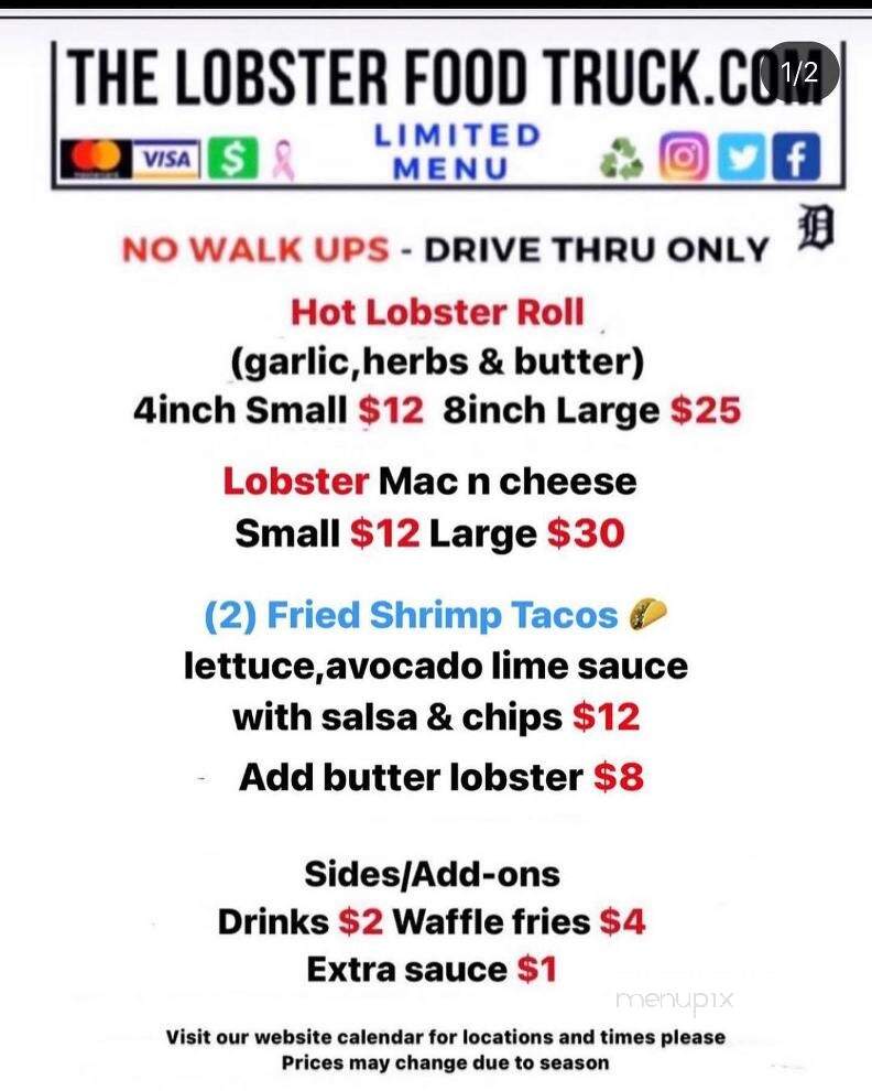 The Lobster Food Truck - Oak Park, MI menu_pic