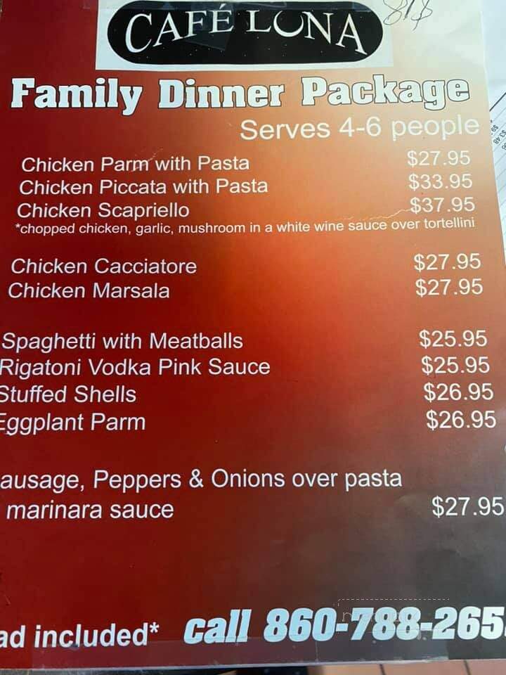 Cafe Luna - Cromwell, CT menu_pic