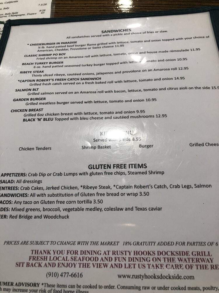 Rusty Hooks Southport - Southport, NC menu_pic