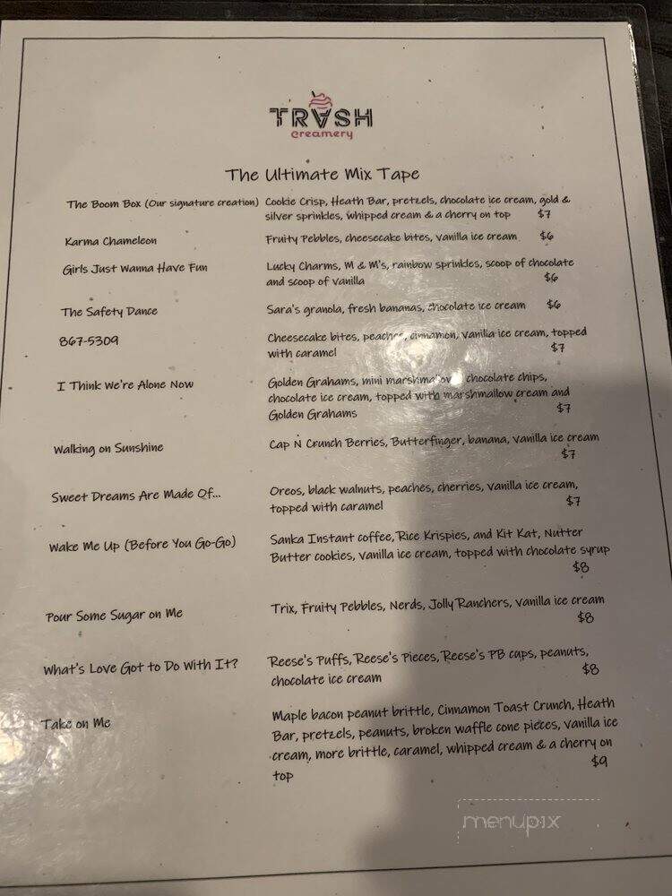 Trash Creamery - Bentonville, AR menu_pic