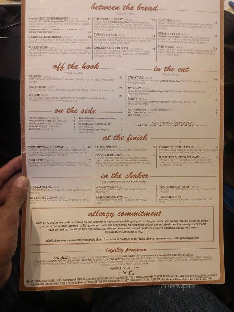 110 Grill - Wrentham, MA menu_pic
