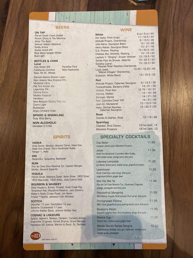 Mondo - Kenner, LA menu_pic