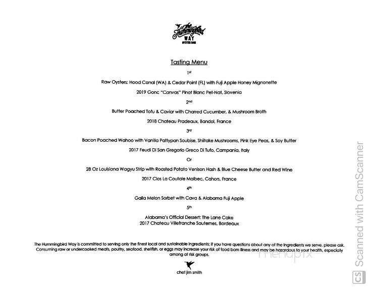 The Hummingbird Way - Mobile, AL menu_pic