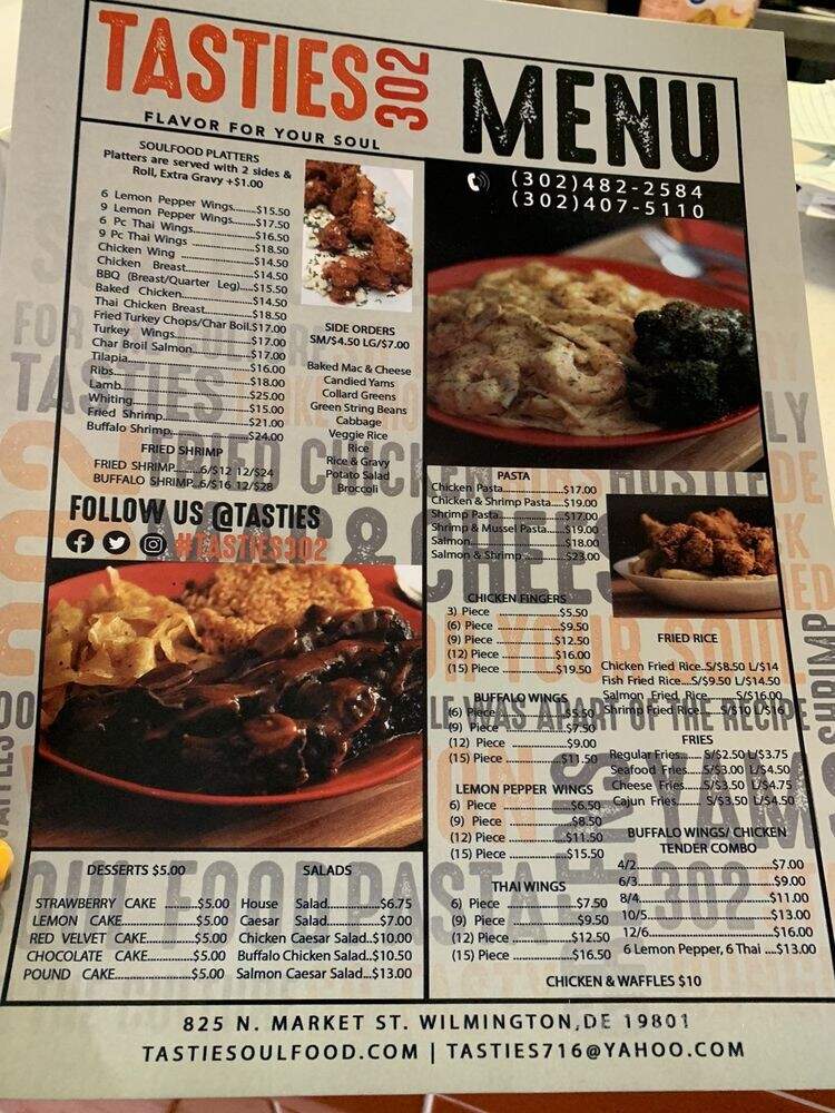 Tasties 302 - Wilmington, DE menu_pic