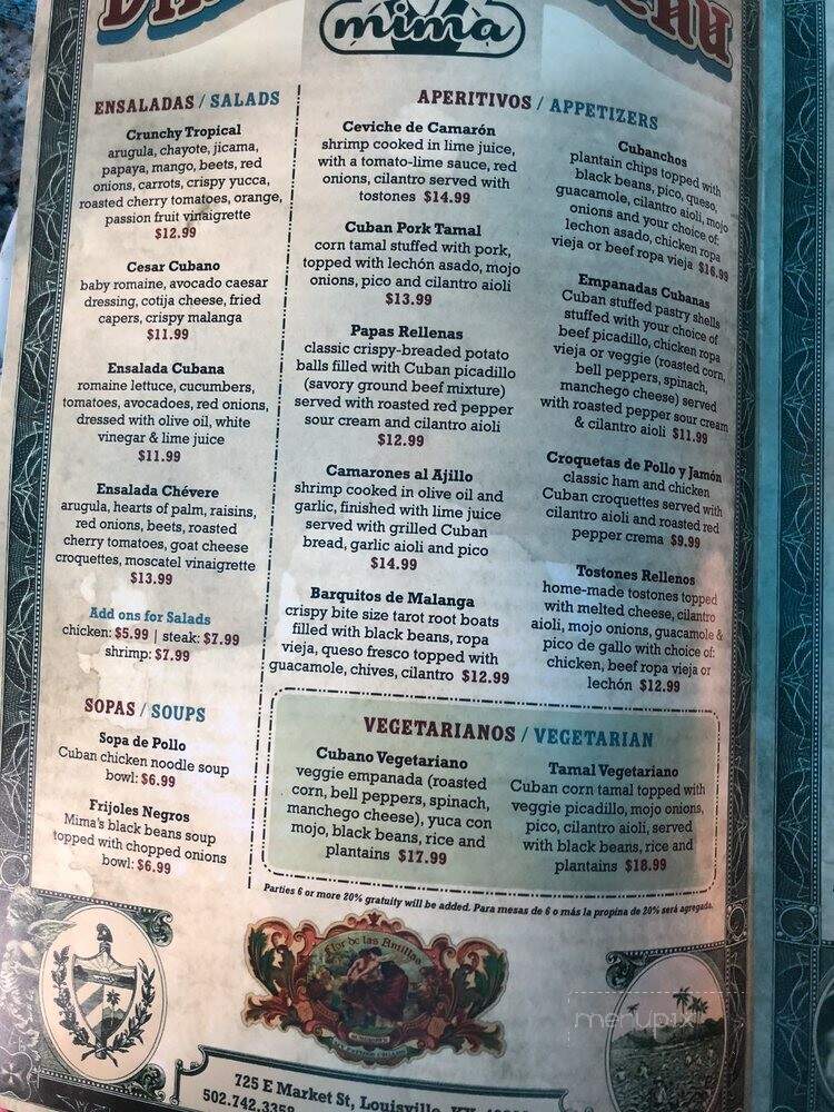 La Bodeguita de Mima - Louisville, KY menu_pic