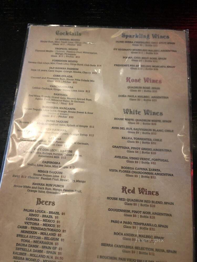 La Bodeguita de Mima - Louisville, KY menu_pic