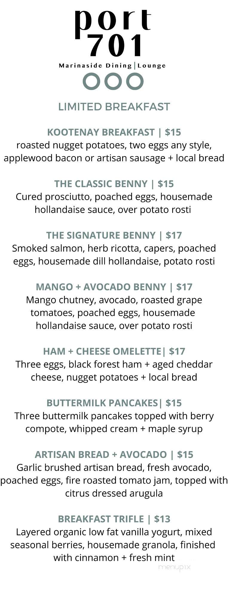Port701 - Nelson, BC menu_pic