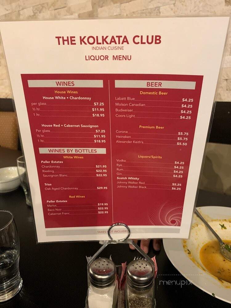 The Kolkata Club - St Catharines, ON menu_pic