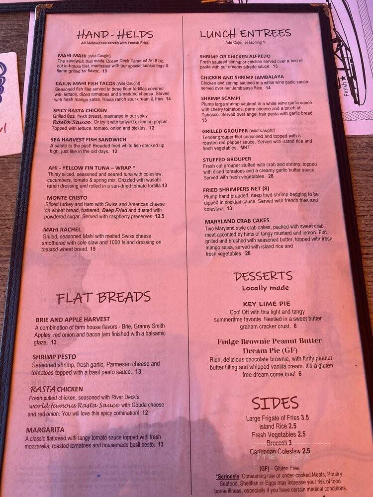 River Deck - New Smyrna Beach, FL menu_pic