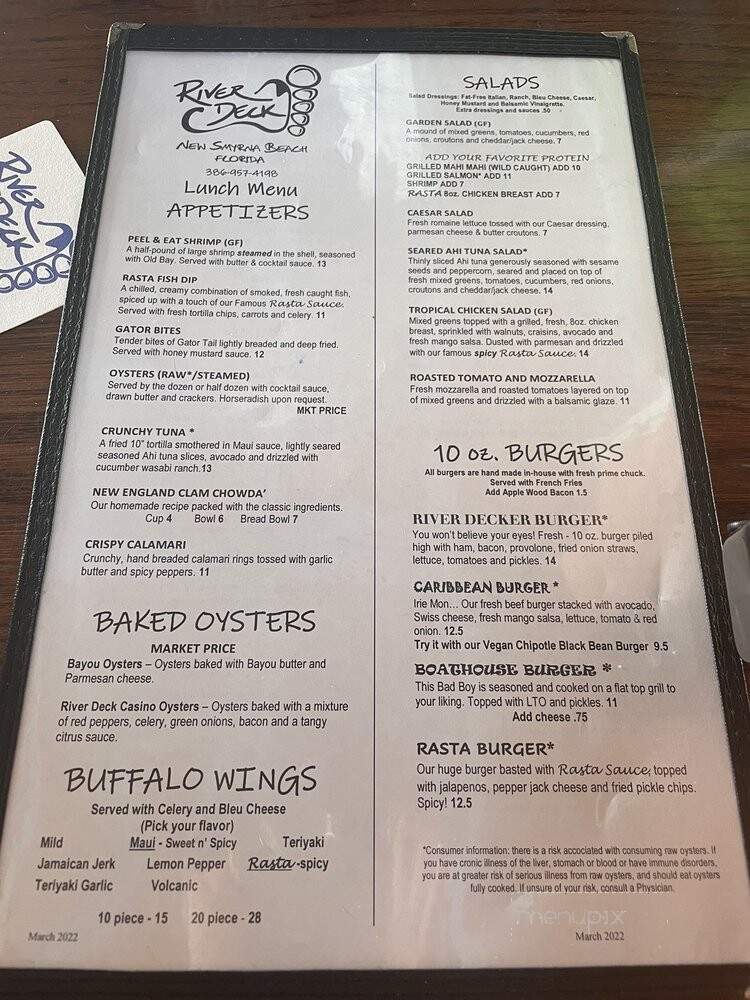 River Deck - New Smyrna Beach, FL menu_pic