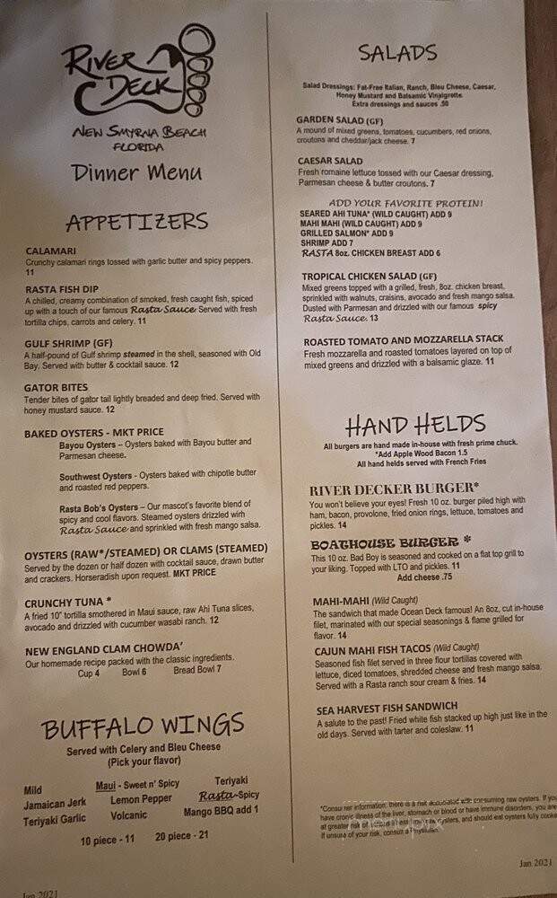 River Deck - New Smyrna Beach, FL menu_pic