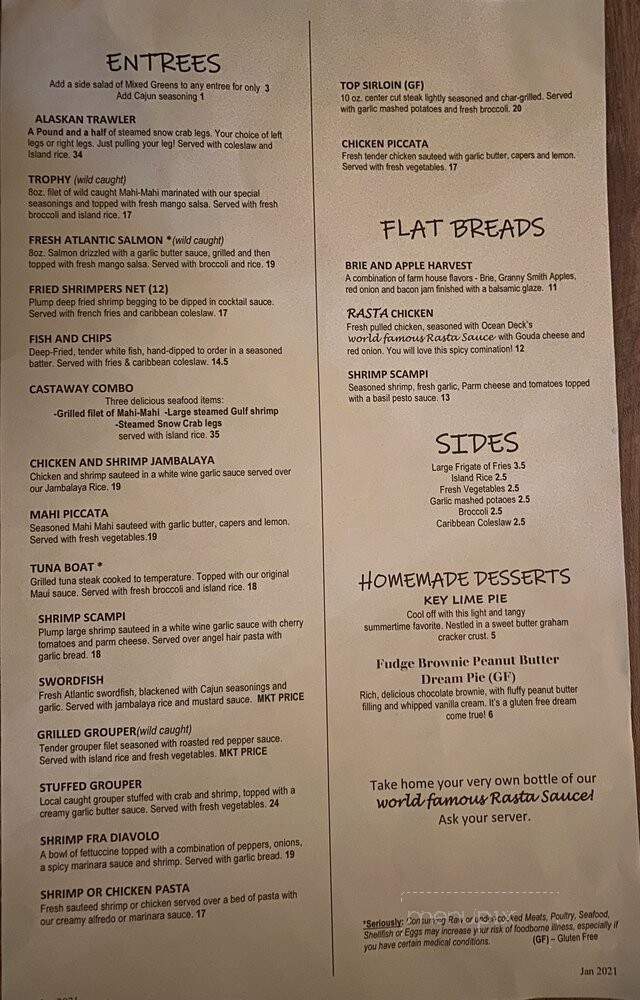 River Deck - New Smyrna Beach, FL menu_pic