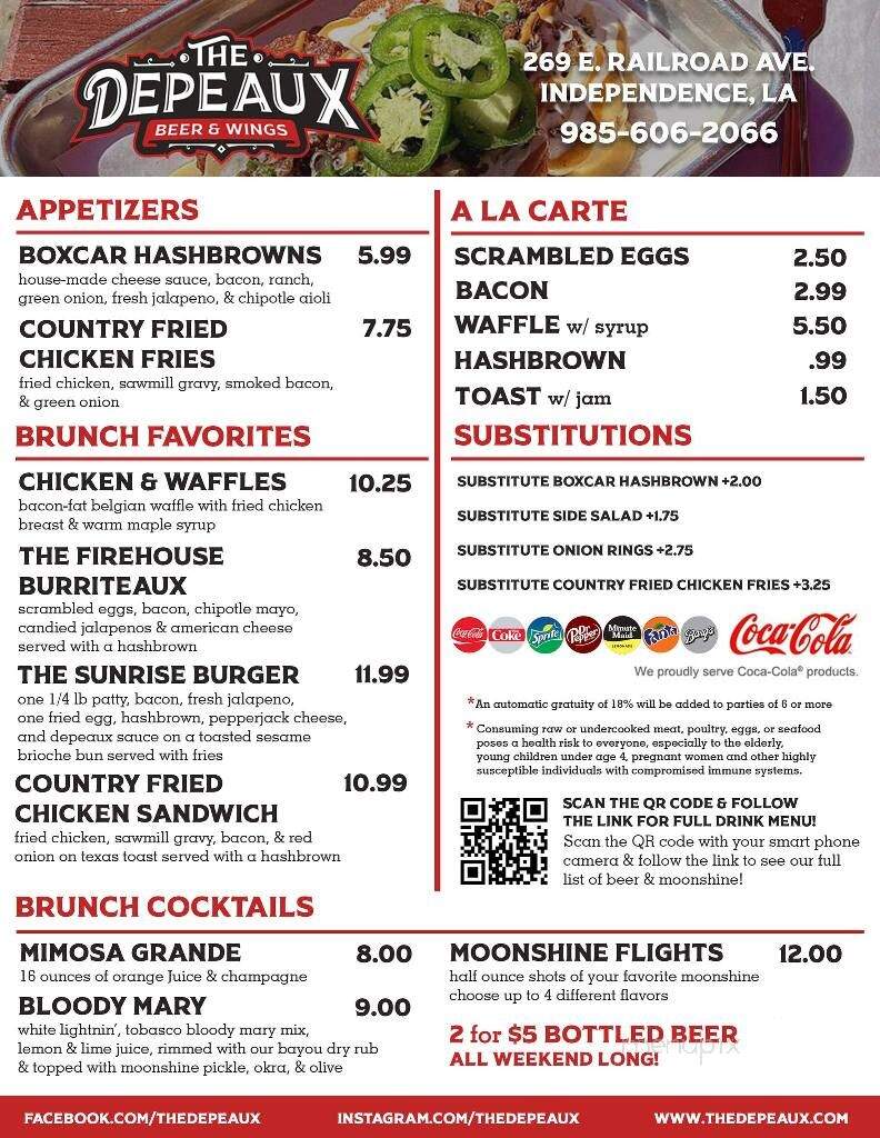 The Depeaux - Independence, LA menu_pic