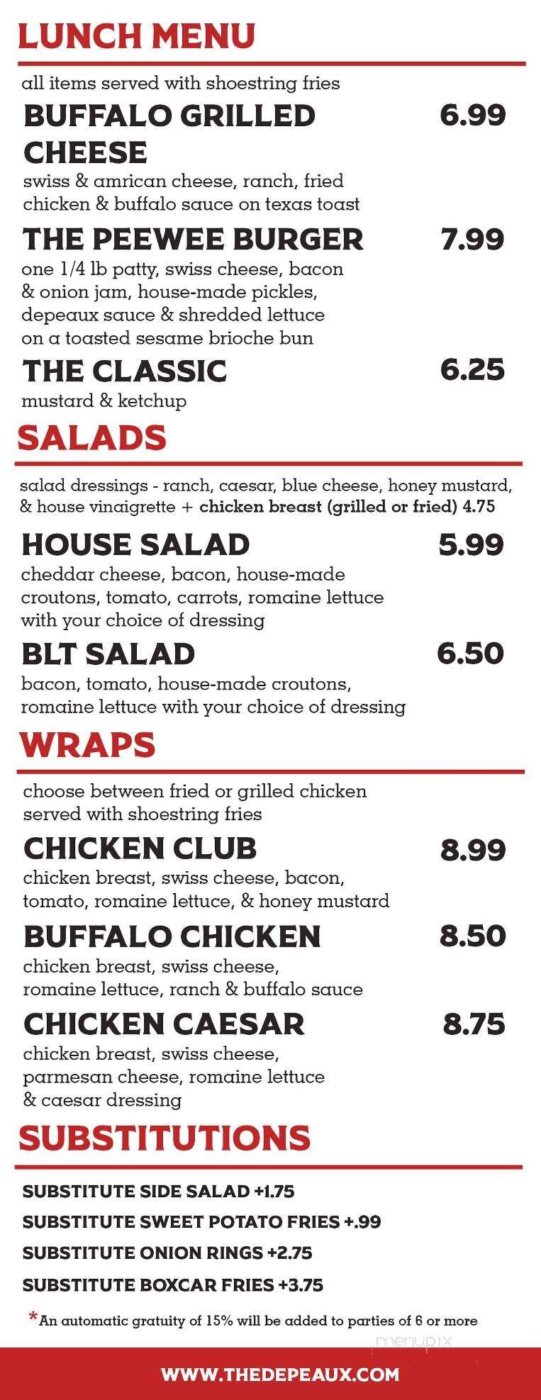 The Depeaux - Independence, LA menu_pic