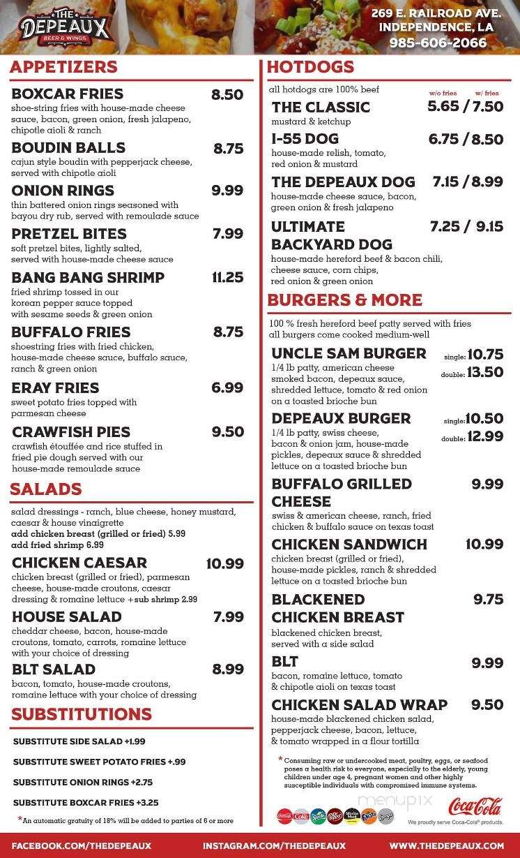 The Depeaux - Independence, LA menu_pic