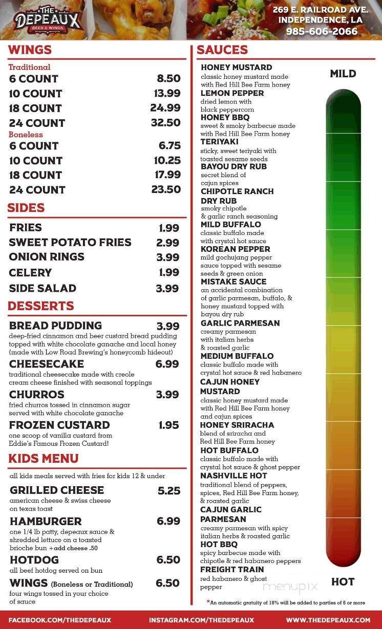 The Depeaux - Independence, LA menu_pic